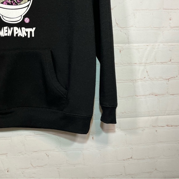 Joye Ramen Party Hoodie Womens Large Black Pockets Pullover Sweatshirt - Picture 6 of 8